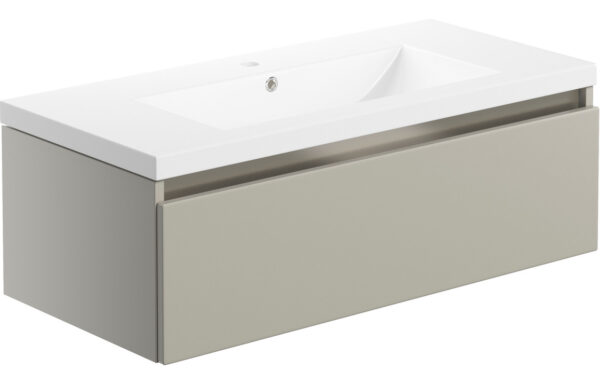 Florida 815mm 1 Drawer Wall Hung Basin Unit Inc. Basin - Matt Latte