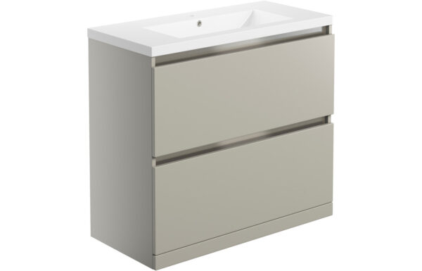 Florida 815mm 2 Drawer Floor Standing Basin Unit Inc. Basin - Matt Latte