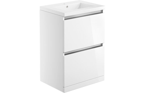 Florida 615mm 2 Drawer Floor Standing Basin Unit Inc. Basin - White Gloss