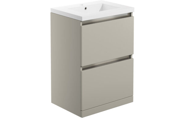 Florida 615mm 2 Drawer Floor Standing Basin Unit Inc. Basin - Matt Latte