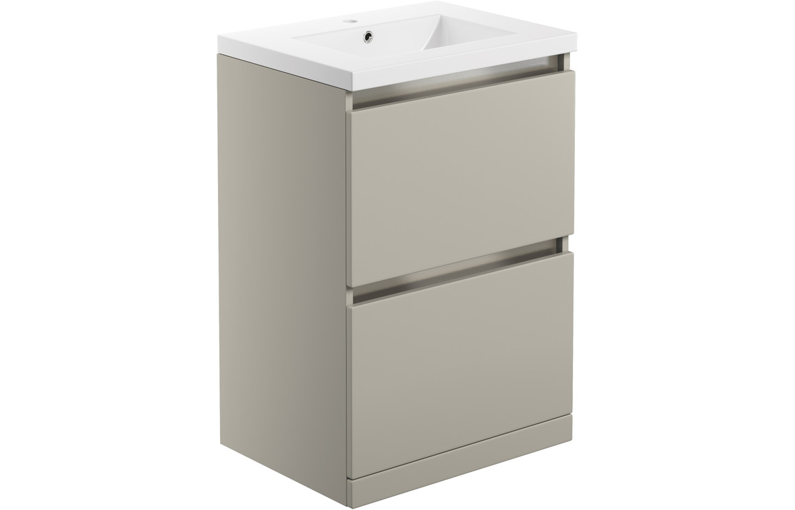 Florida 615mm 2 Drawer Floor Standing Basin Unit Inc. Basin - Matt Latte