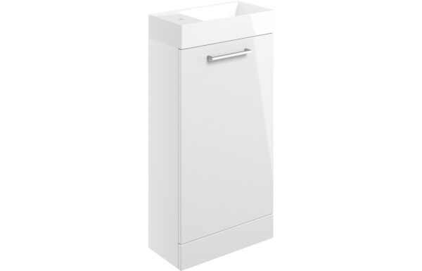 Iowa 410mm Floor Standing 1 Door Basin Unit & 1TH Basin - White Gloss