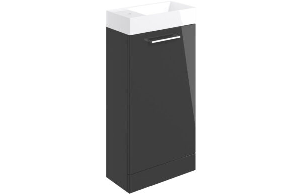 Iowa 410mm Floor Standing 1 Door Basin Unit & 1TH Basin - Anthracite Gloss