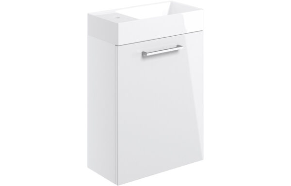 Iowa 410mm Wall Hung 1 Door Basin Unit & 1TH Basin - White Gloss