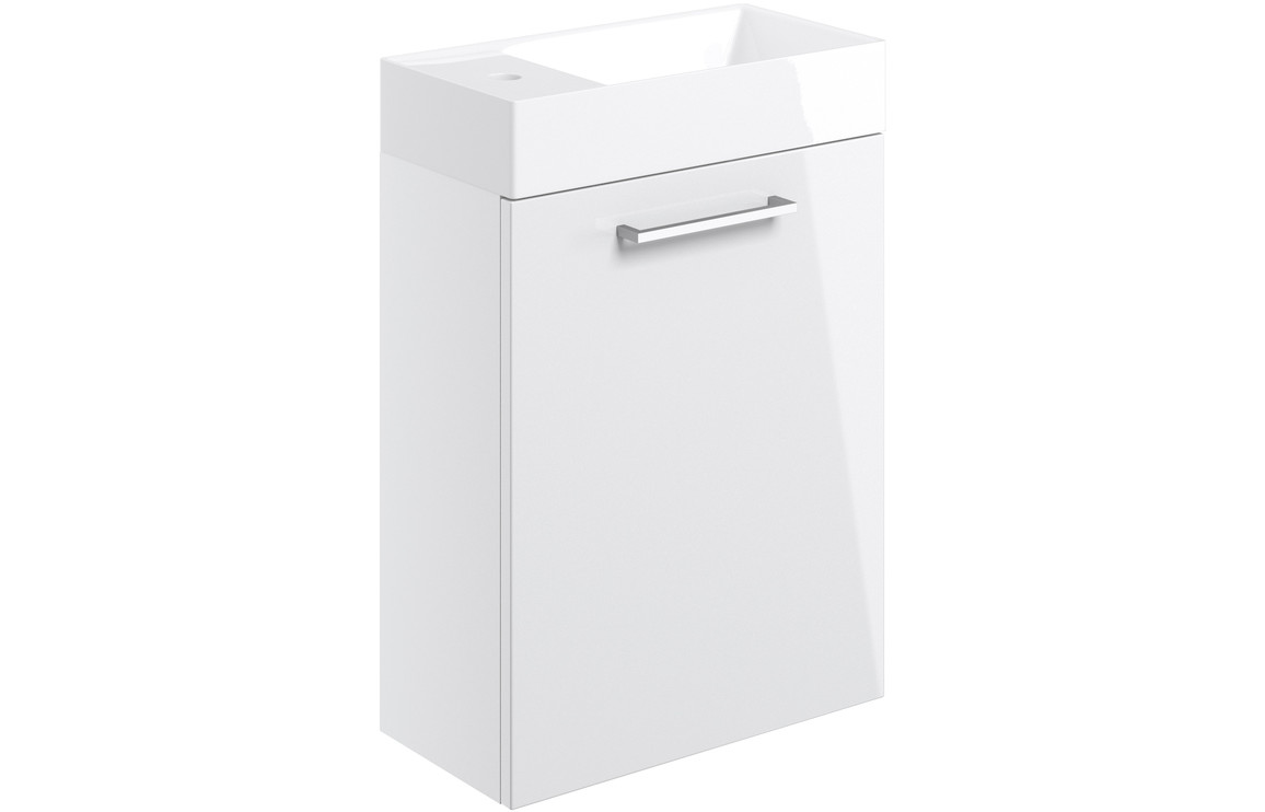Iowa 410mm Wall Hung 1 Door Basin Unit & 1TH Basin - White Gloss
