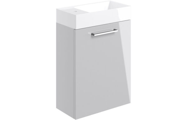 Iowa 410mm Wall Hung 1 Door Basin Unit & 1TH Basin - Grey Gloss