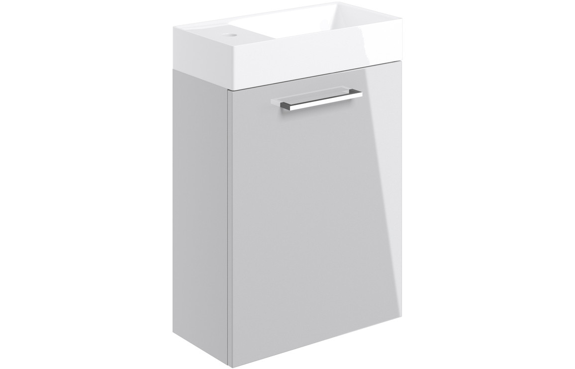 Iowa 410mm Wall Hung 1 Door Basin Unit & 1TH Basin - Grey Gloss