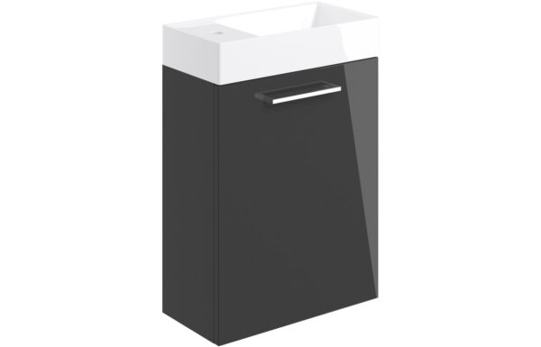 Iowa 410mm Wall Hung 1 Door Basin Unit & 1TH Basin - Anthracite Gloss
