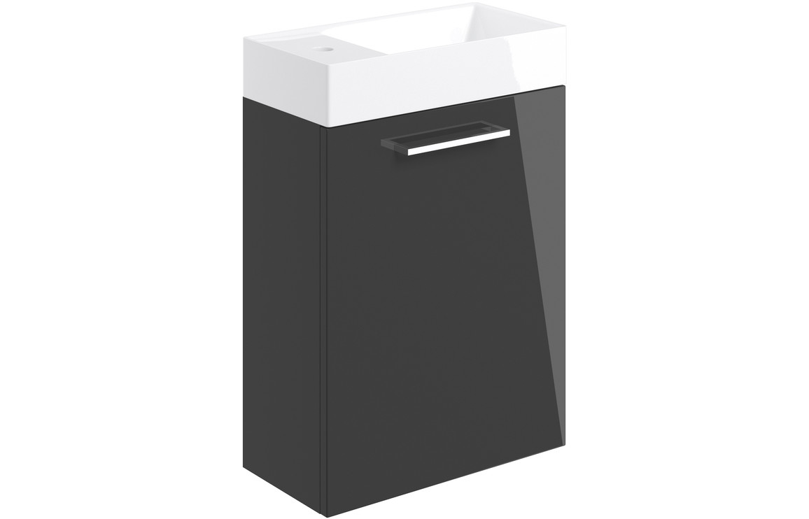 Iowa 410mm Wall Hung 1 Door Basin Unit & 1TH Basin - Anthracite Gloss