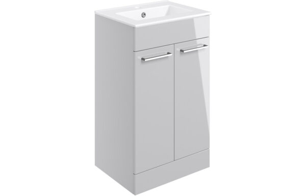 Iowa 510mm Floor Standing 2 Door Basin Unit & 1TH Thin Edge Basin - Grey Gloss