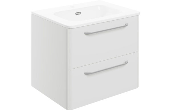 San Diego 610mm 2 Drawer Wall Unit & Basin - White Gloss