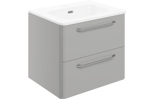 San Diego 610mm 2 Drawer Wall Unit & Basin - Grey Gloss
