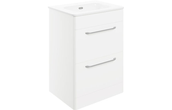 San Diego 610mm 2 Drawer Floor Unit & Basin - White Gloss