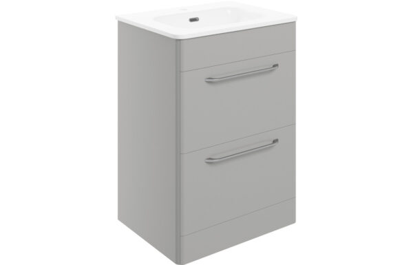 San Diego 610mm 2 Drawer Floor Unit & Basin - Grey Gloss