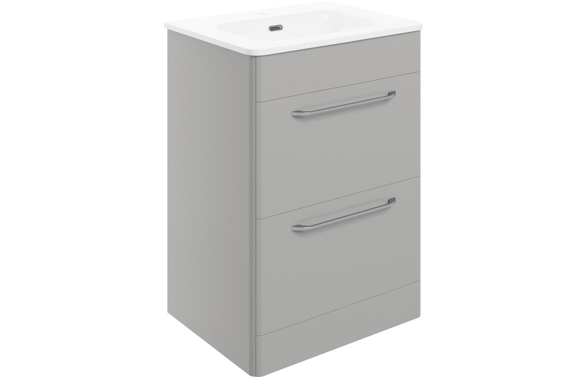 San Diego 610mm 2 Drawer Floor Unit & Basin - Grey Gloss