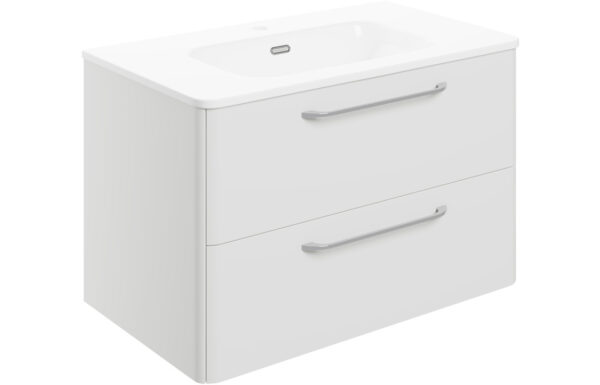 San Diego 810mm 2 Drawer Wall Unit & Basin - White Gloss
