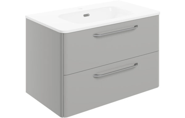San Diego 810mm 2 Drawer Wall Unit & Basin - Grey Gloss