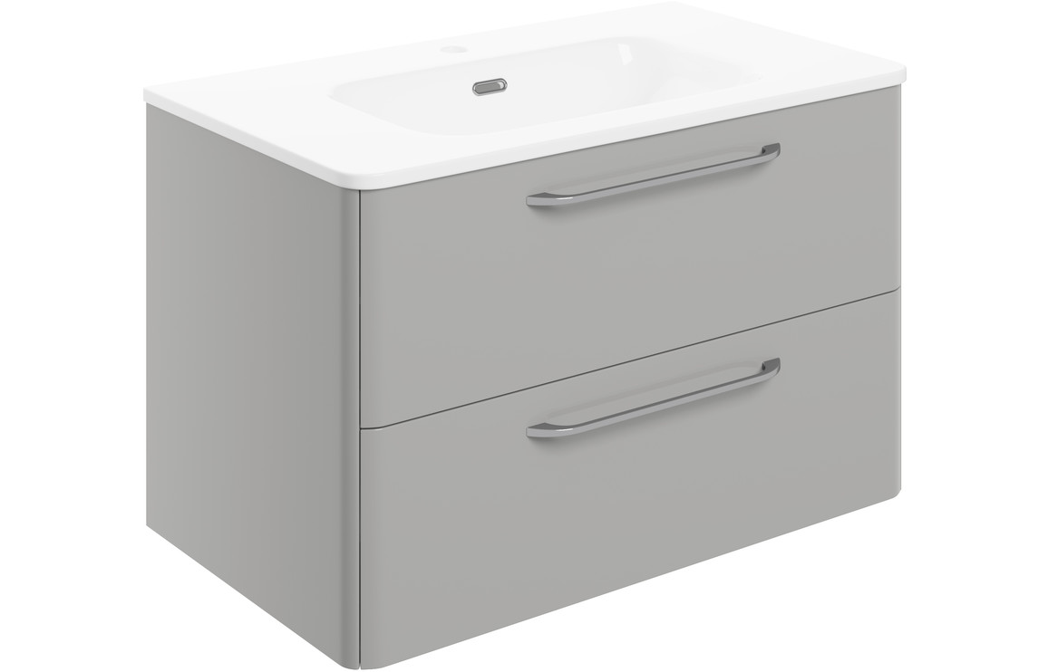 San Diego 810mm 2 Drawer Wall Unit & Basin - Grey Gloss