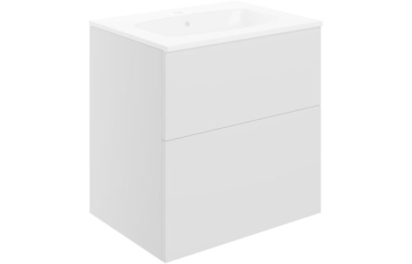 Oregon 610mm Wall Hung 2 Drawer Basin Unit & 1TH Basin - Matt White
