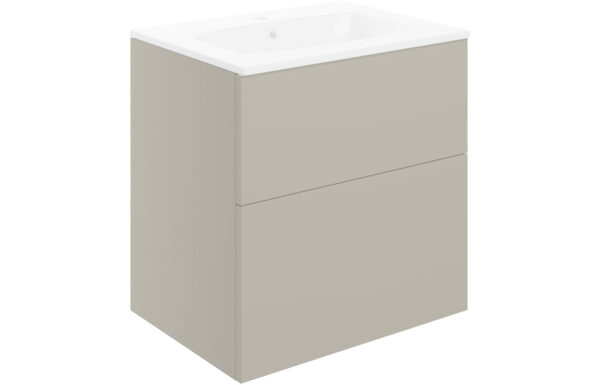 Oregon 610mm Wall Hung 2 Drawer Basin Unit & 1TH Basin - Matt Latte
