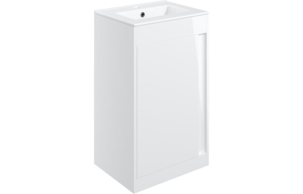 Dakota 510mm Floor Standing Unit Inc. Basin - White Gloss