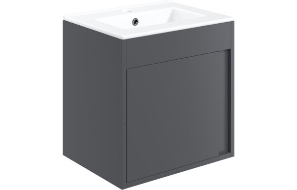 Dakota 510mm Wall Hung Unit Inc. Basin - Matt Graphite Grey