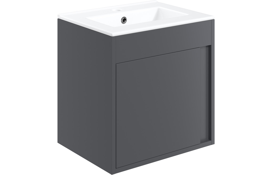 Dakota 510mm Wall Hung Unit Inc. Basin - Matt Graphite Grey