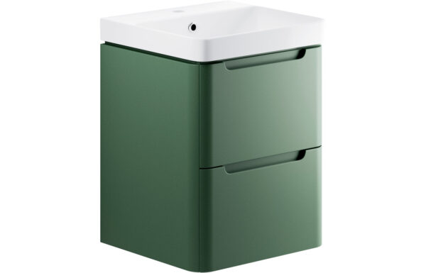 Dallas 500mm 2 Drawer Wall Hung Cloakroom Basin Unit - Matt Sage Green
