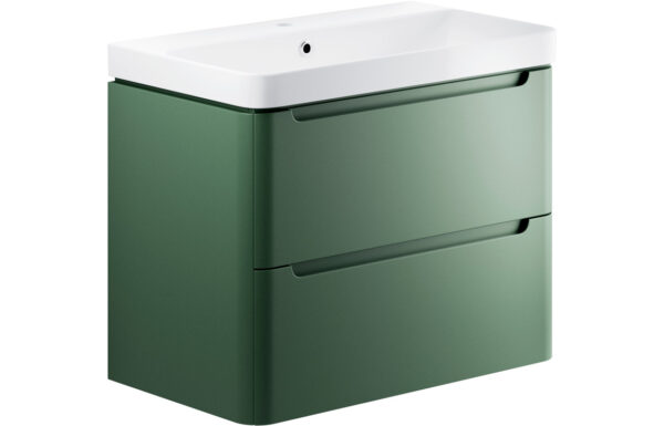 Dallas 805mm 2 Drawer Wall Hung Basin Unit - Matt Sage Green