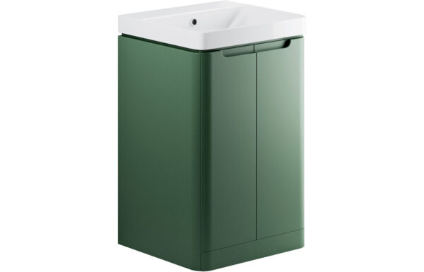 Dallas 500mm 2 Door Floor Standing Cloakroom Basin Unit - Matt Sage Green