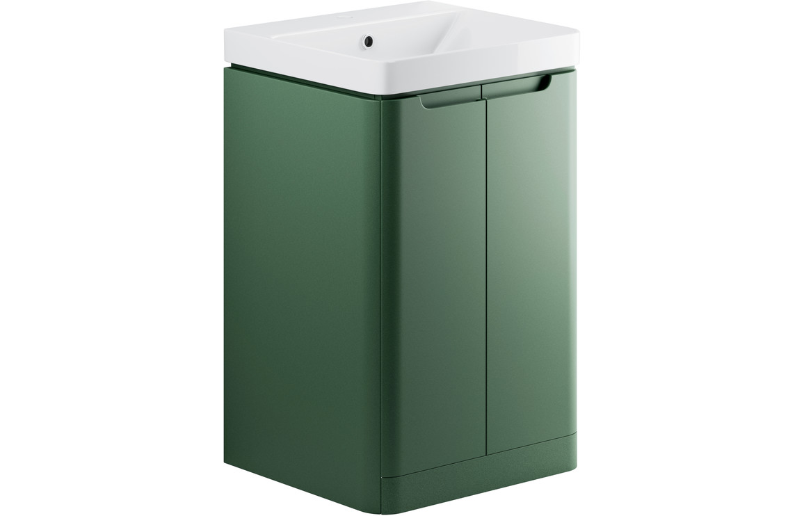 Dallas 500mm 2 Door Floor Standing Cloakroom Basin Unit - Matt Sage Green