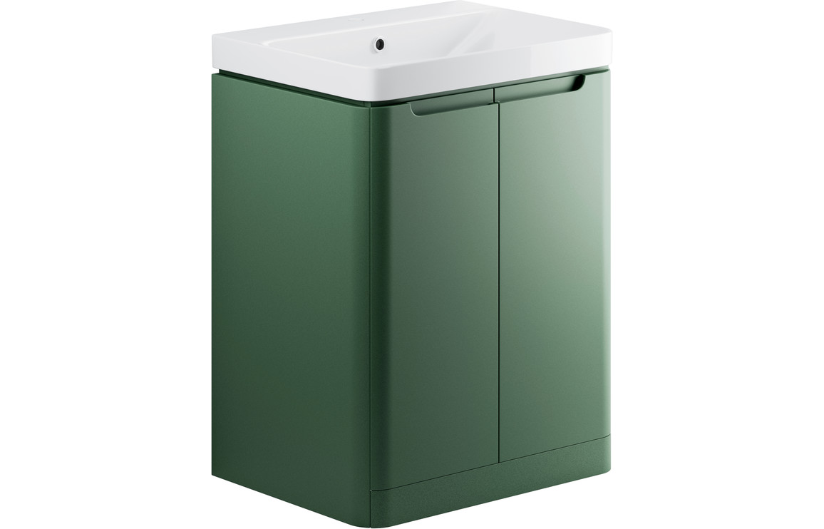 Dallas 605mm 2 Door Floor Standing Basin Unit - Matt Sage Green