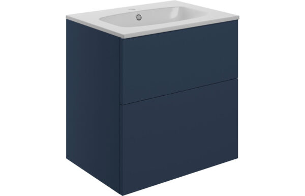 Oregon 610mm Wall Hung 2 Drawer Basin Unit & 1TH Basin - Matt Deep Blue