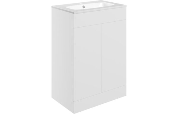 Oregon 610mm Floor Standing 2 Door Basin Unit & 1TH Basin - Matt White