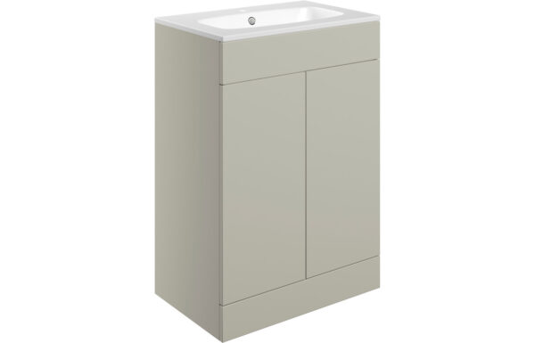 Oregon 610mm Floor Standing 2 Door Basin Unit & 1TH Basin - Matt Latte