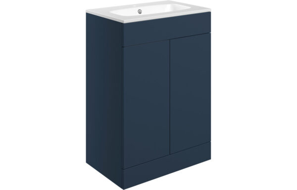 Oregon 610mm Floor Standing 2 Door Basin Unit & 1TH Basin - Matt Deep Blue