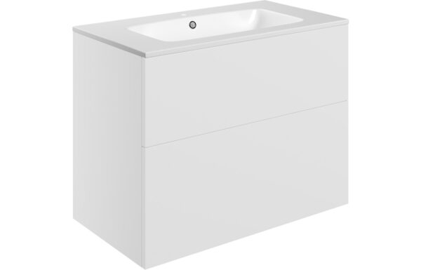 Oregon 815mm Wall Hung 2 Drawer Basin Unit & 1TH Basin - Matt White
