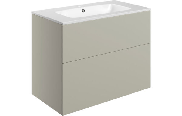 Oregon 815mm Wall Hung 2 Drawer Basin Unit & 1TH Basin - Matt Latte