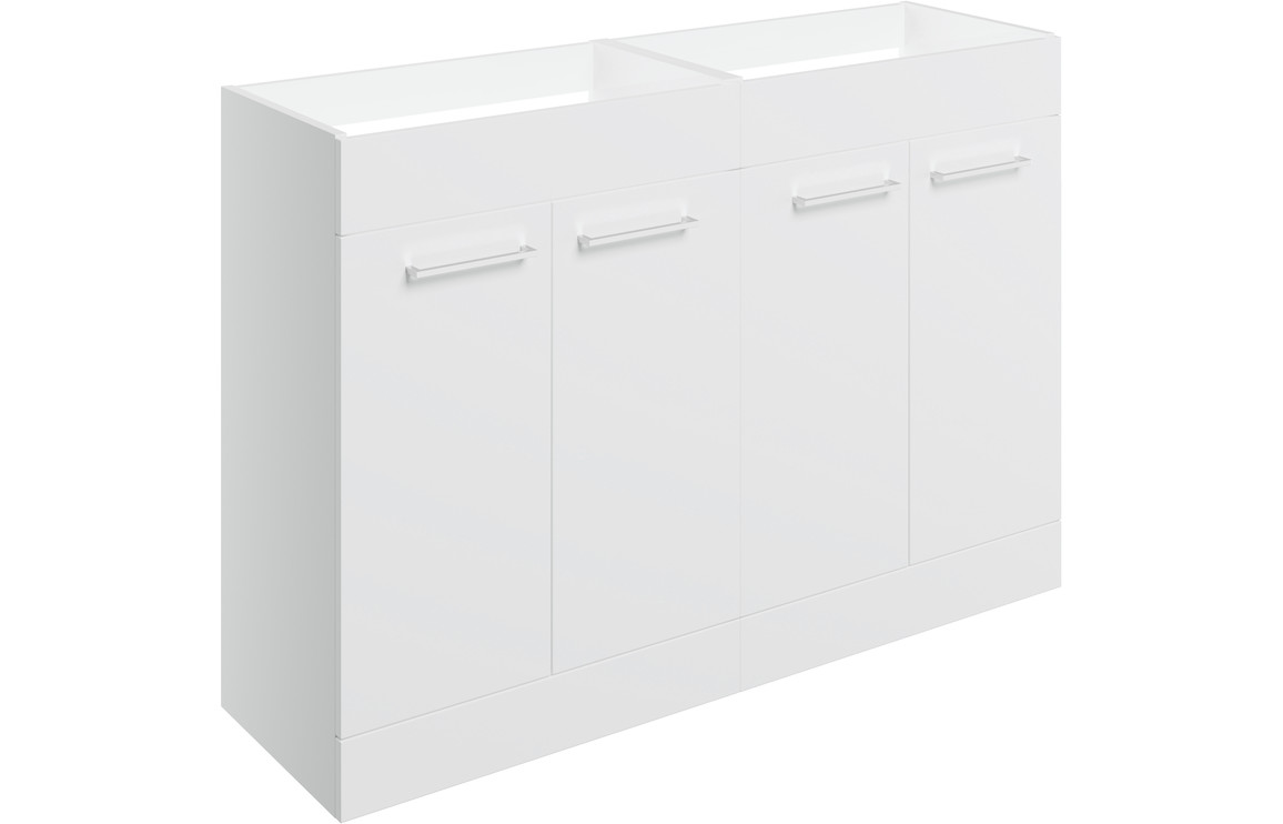 Iowa 1180mm Floor Standing 2 Door Basin Unit Run (No Top) - White Gloss