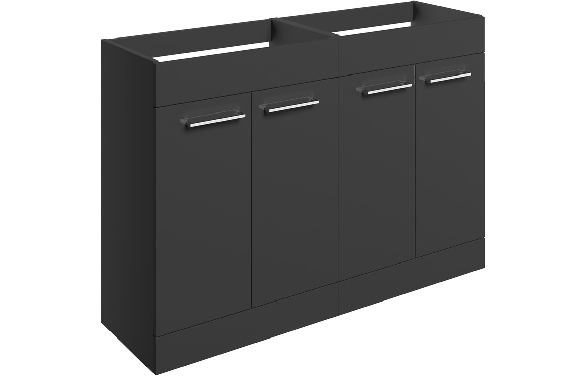 Iowa 1180mm Floor Standing 2 Door Basin Unit Run (No Top) - Anthracite Gloss