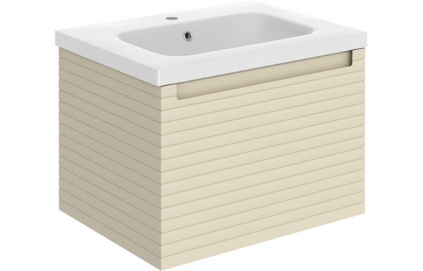 Wyoming 615mm Wall Hung 1 Drawer Basin Unit & 1TH Basin - Matt Cotton