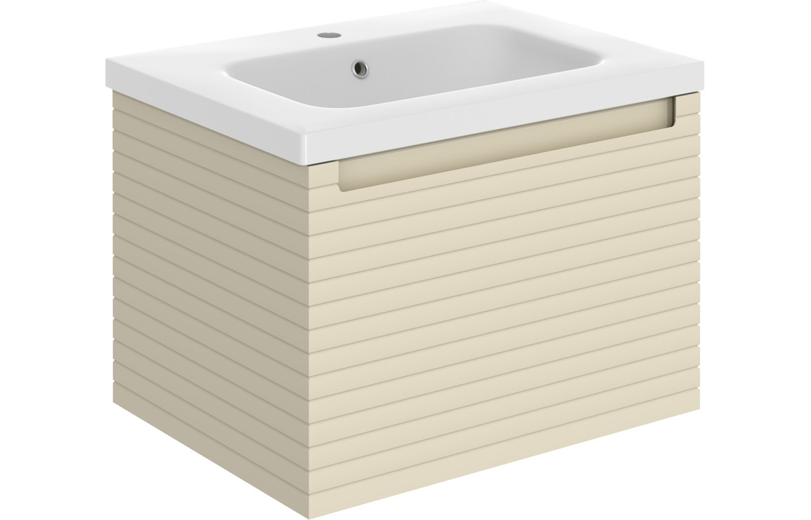 Wyoming 615mm Wall Hung 1 Drawer Basin Unit & 1TH Basin - Matt Cotton