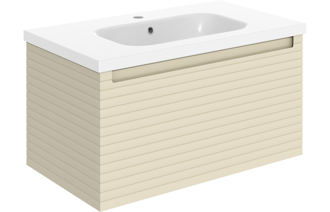 Wyoming 815mm Wall Hung 1 Drawer Basin Unit & 1TH Basin - Matt Cotton