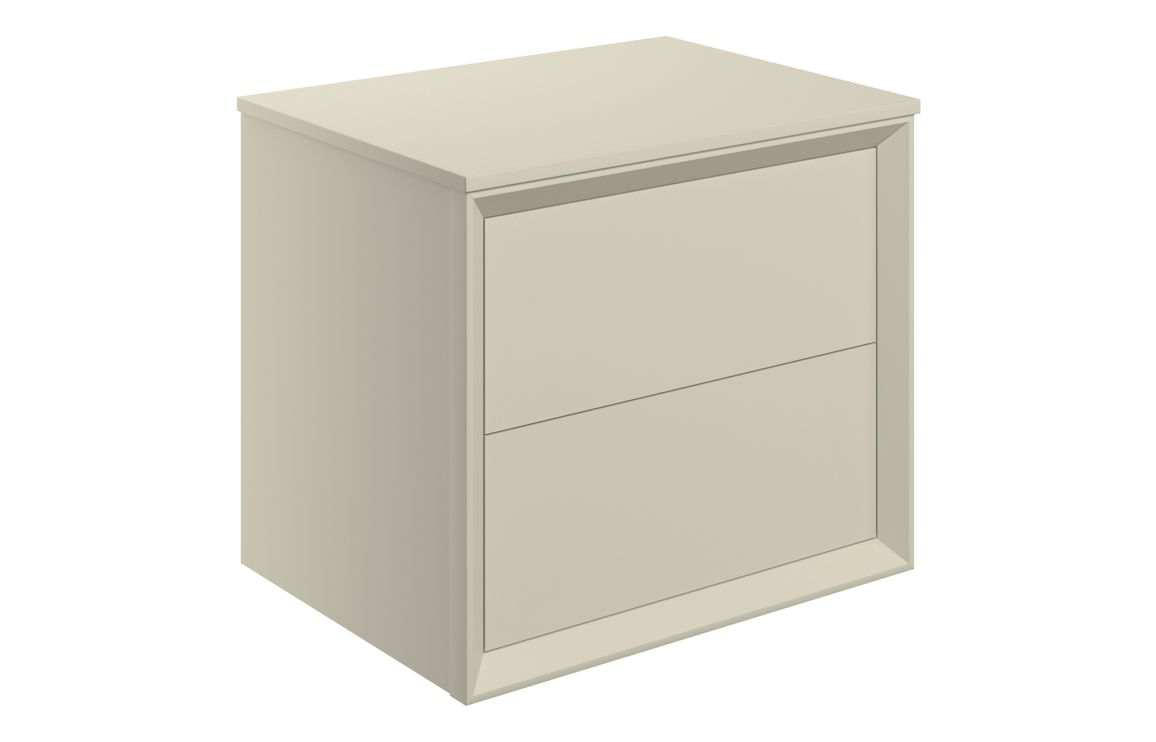 Utah 610mm Wall Hung 2 Drawer Basin Unit & Top - Matt Cotton