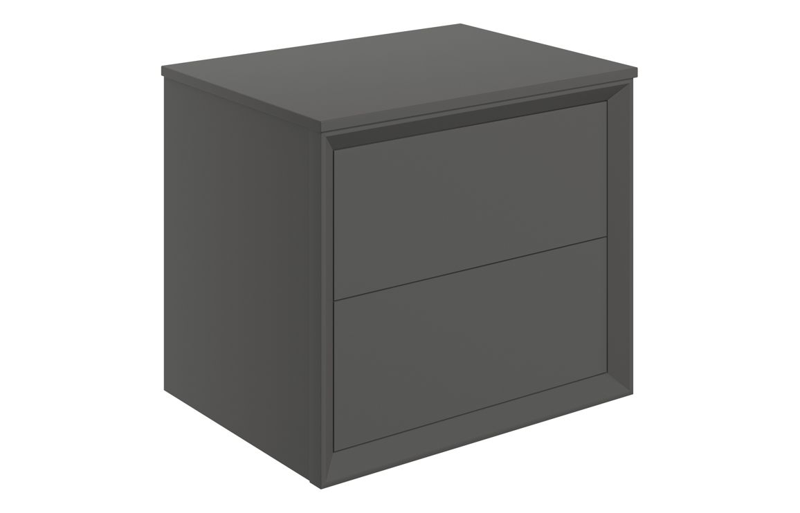 Utah 610mm Wall Hung 2 Drawer Basin Unit & Top - Matt Clay