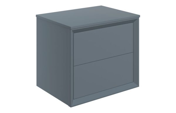 Utah 610mm Wall Hung 2 Drawer Basin Unit & Top - Matt Storm Blue