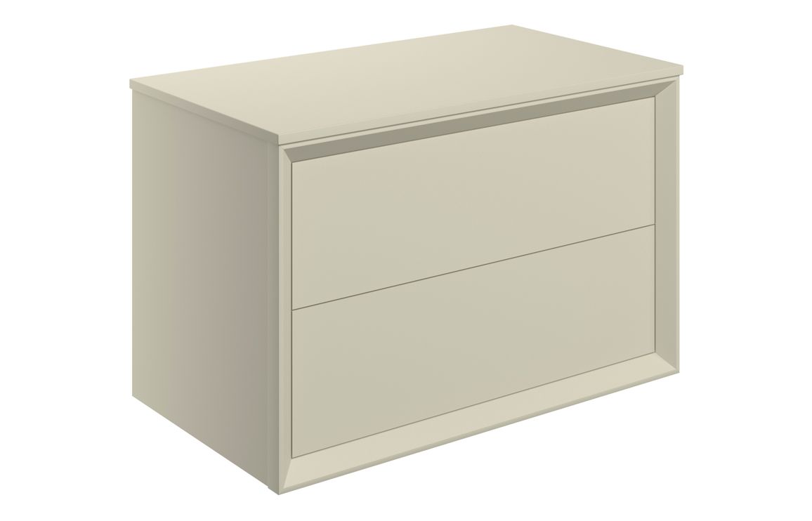 Utah 810mm Wall Hung 2 Drawer Basin Unit & Top - Matt Cotton