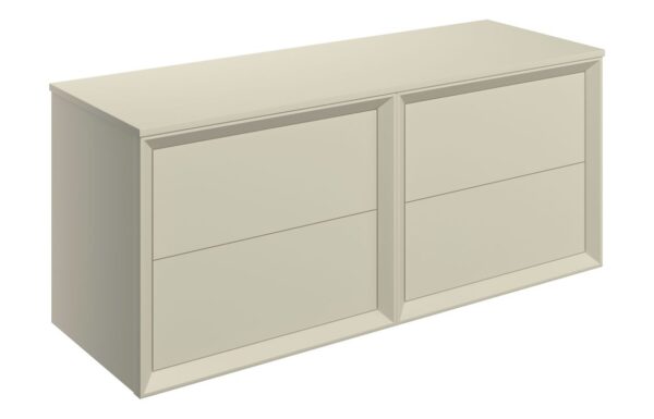 Utah 1210mm Wall Hung 4 Drawer Basin Unit Run & Top - Matt Cotton