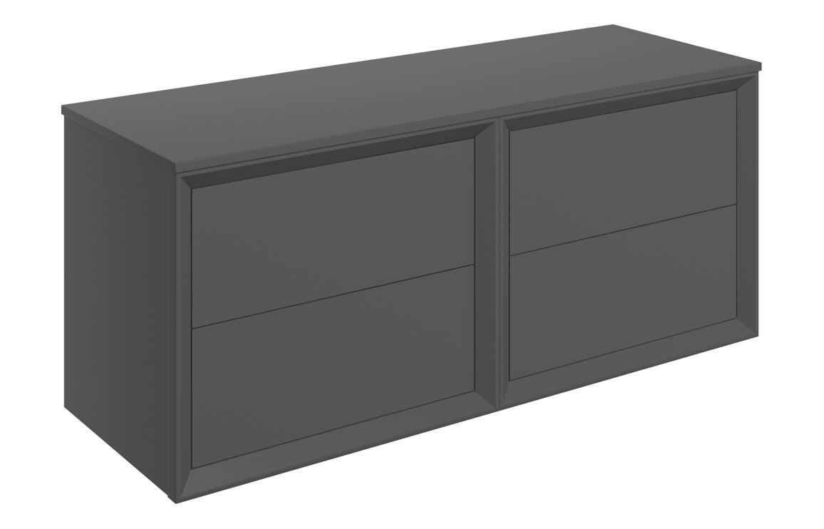 Utah 1210mm Wall Hung 4 Drawer Basin Unit Run & Top - Matt Clay