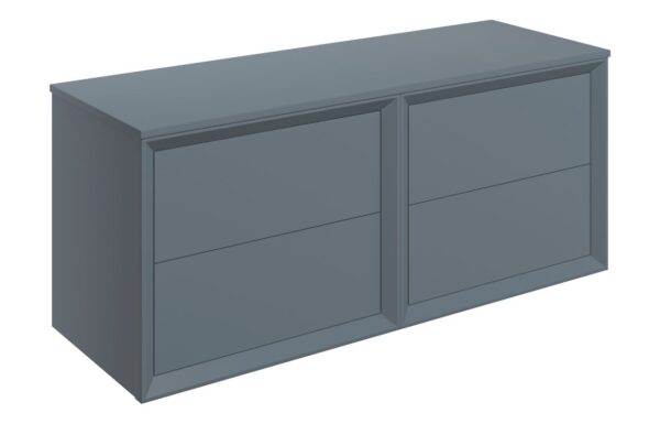 Utah 1210mm Wall Hung 4 Drawer Basin Unit Run & Top - Matt Storm Blue